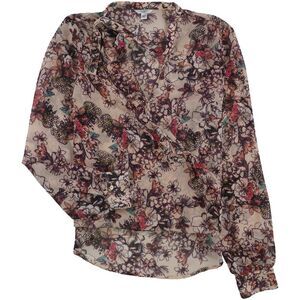 GUESS Womens Ruffled Choker Pullover Blouse, Off-White, NWT